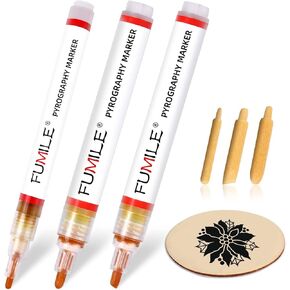 FUMILE Scorch Pen Markers For Wood,Wood Burning Pen Set with 3PCS Scorch Pen Marker Equipped with 3PCS Replacement Nib for DIY Wood Painting,Suitable for Artists and Beginners in DIY Wood Projects
