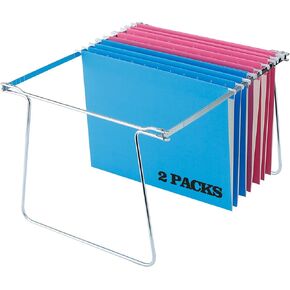 Heavy Duty Steel Hanging File Frame,Letter Size Hanging File Folder Frame,Adjustable Length 11" to 18",2 Packs(Without Folders)