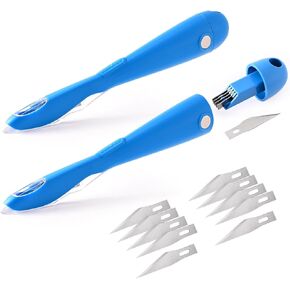 Gomake ورق التغليف القاطع 2PCS هدية التفاف القاطع مع صندوق تخزين شفرة، أداة قطع لفة ورق التغليف المغناطيسي لعيد الميلاد / عيد الميلاد ورقة تغليف ورقة لفة دعم ورقة القاطع الأزرق in Kuwait