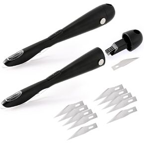 Gomake Wrapping Paper Cutter 2PCS Gift Wrap Cutter With Blade Storage Box,Magnetic Wrapping Paper Roll Cutter Tool for Birthday/Christmas Paper Gift Wrapping Paper Roll Backing Paper Cutter-Black