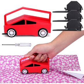 Wrapping Paper Cutter,Gift Wrap Cutter with 6 Replaceable Blade,Christmas Wrapping Roll Paper Cutter Holiday Wrap Gadget Tool,Wrapping Paper Cutter Slider,Red
