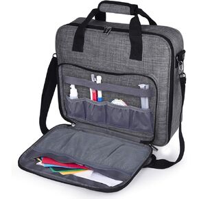 BAGLHER Cross Stitch & Embroidery Organizer Bag - Large Portable Project Storage with 3 Compartments, Travel Friendly Carrying Case for 11.2" Hoops, Threads, Supplies (Purple)