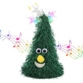 Hopearl Singing Dancing Christmas Tree Twinkling Star Rockin Electric Interactive Animated Toy Plush Buddy Gift for Toddlers, 7''