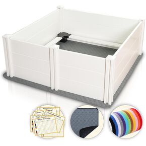 48" x 48" Whelping Box for Dogs and Puppies with Rails, Puppy Whelping Supplies, Suitable for Medium/Large Dogs, White