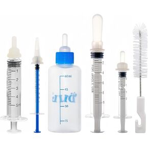 Kitten Bottle Feeding Kit, Kitten Puppy Milk Nursing Feeding Bottle 1ml 3ml 5ml 10ml 60ml Small Animals Waterer Feeder Pet Bottles for Nursing Kitten Puppy
