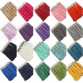 Mixed Color CCB Cap Faux Suede Tassel Leather Charm Keychain Cellphone Straps (40 Silver Tassel of 3-1/2 inch)