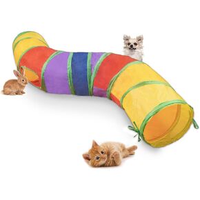 Depets Cat Tunnel for Indoor Cats, 5 Way Large Cat Tube with Play Ball, S-Shaped Folded Cat Play Tunnel Toy for Indoor Exercise, Durable Interactive Peephole Pet Tunnel for Cat Kitten Puppy Rabbit