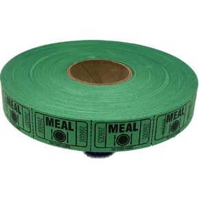 The Ticket Gurus-roll of 2000 Green Meal Tickets Single Roll Consecutively Numbered Raffle Tickets