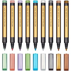 Dyvicl Metallic Marker Pens - Set of 10 Medium Point Metallic Markers for Rock Painting, Black Paper, Card Making, Scrapbooking Crafts, DIY Photo Album