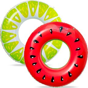 90shine 7PCS Luau Pool Floats: Hawaiian Swimming Rings with 13.5" Beach Balls - Inflatable Tubes Floaties Toys for Kids Adults