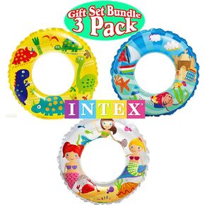 Intex Ocean Reef Transparent Swim Rings Dinosaurs,Mermaid Andbeach Gift Set Bundle-3 Pack