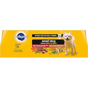 Pedigree Small Dog Tender Bites in Gravy, Steak & Vegetable Flavor Canned Wet Dog Food, (12) 13.2 oz. Cans
