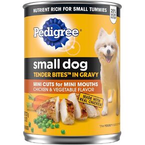 Pedigree Small Dog Tender Bites in Gravy, Steak & Vegetable Flavor Canned Wet Dog Food, (12) 13.2 oz. Cans