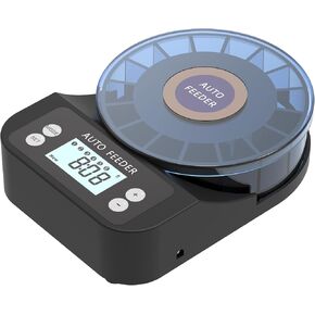 60ml Automatic Fish Feeder, USB Rechargeable Auto Fish Food Dispenser with Timer,LCD Display,Auto Vacation Timer Fish Feeder