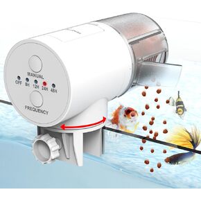 Automatic Fish Feeder Dispenser for Aquarium, 200ml Large Capacity Auto Turtle Fish Feeder for Small Tank, Battery Powered Food Feeding Timer for Flakes Pellet Vacation, Batteries Included