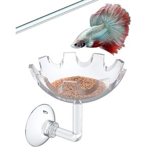 Pawfly Shrimp Feeding Dish with Suction Cup, Clear Acrylic Aquarium Shrimp Feeder Dish, Small Round Fish Tank Feeding Bowl, Fish Feeding Tray for Freshwater and Saltwater Tanks