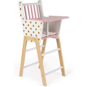 Janod Candy Chic Highchair – Wooden Baby Doll Chair - Ages 3+ - J05888