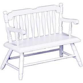Dollhouse Miniature White Deacons Bench