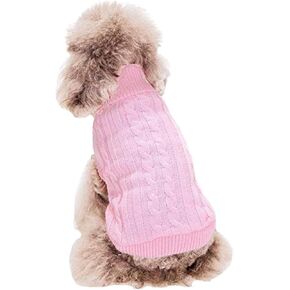 FAMI Dog Clothes Dogs Sweater Soft Puppies Clothing Winter Puppy Sweaters Warm Outfit for Dogs Small XS S Cat Apparel(Red,Small)