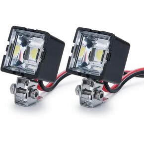 2Pcs RC Roof Light Headlight Spotlight for 1/10 Scale Axial TRX4 TRX6 SCX10 90046 Redact Gen8 RC Crawler Buggy Truck,Round