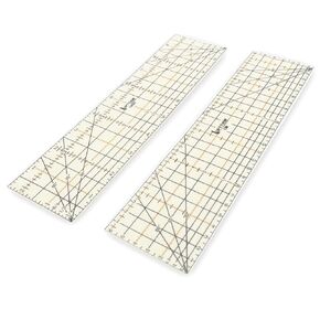 Hot Hem Ruler Sewing Fabric Ironing Tool Seam Allowance Press with Dry or Steam Iron Heat Resistant Non-Slip Craft Accessories for Clothes Quilting and Folding CM INCH Set(2 Long Ruler)