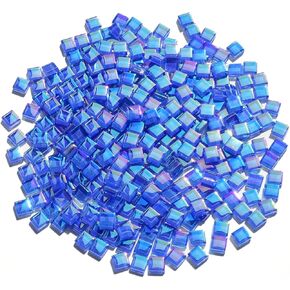 335pcs Crystal White Iridescent Mosaic Tiles, 0.4" Mini Square Glass Tiles for Mosaic Craft, 300G Smooth Edge Glass Pieces for Mosaic Making Supplies, Great for Creative Stained Glass Project