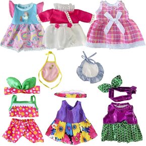 6 Sets Baby Doll Clothes for 10-12 Inch Girl Doll, Doll Clothes Dress Outfits Headbands Accessories fits 10 11 12inch Baby Doll