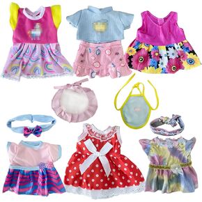 6 Sets Baby Doll Clothes for 10-12 Inch Girl Doll, Doll Clothes Dress Outfits Headbands Accessories fits 10 11 12inch Baby Doll in Saudi Arabia
