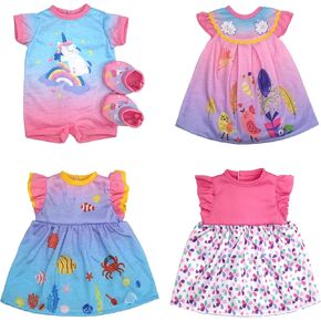 4 Pack Doll Clothes for 13-16 inch Dolls, Dress for 13-16 inches Dolls
