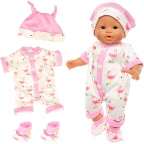Baby Doll Clothes Casual Cute Handmade Elephant Long-Sleeved Clothing Set Outfit with Hat for 14-17 Inch Dolls Gift Set
