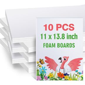 White Poster Board 10Pack, IKAYAS 11x13.8 inch Double-Sided White Foam Core Board, Foam Boards for Crafts, Paintings Prints, Art, Display, Presentation and School Projects 1/5" 5MM Thick