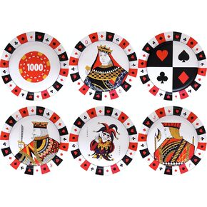 Paper Plates - 60-Count Small Disposable Colorful Cute Casino Party Plates in 6 Assorted Poker Theme Designs - Casino Party Supplies for Birthday, Dessert, Tea Party - 8" x 8"