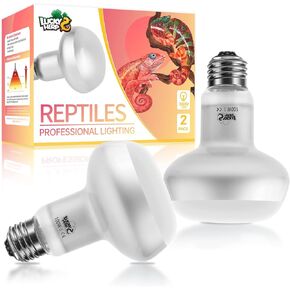 LUCKY HERP 50W Reptile Heat Lamp Bulbs 2 Pack, Reptiles & Amphibians Infrared Basking Spot Lamp, Heat Light Bulb for Turtle, Bearded Dragon, Lizard