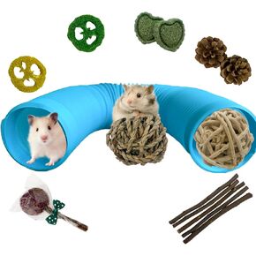 Plastic Hamster Fun Tunnels,Ferrets Foldable Exercising Training Tunnels Hamsters Hideout Tube 15 Pcs Small Animal Chew Toys for Guinea Pigs, Chinchillas, Rats, Gerbils (Blue)