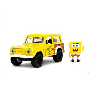 Jada Toys – Hollywood Rides 1:24 Scale Die-Cast 1972 Ford Bronco with Spongebob Figure – Opening Doors, Hood, Trunk, Rubber Tires – Collectible for Adults and Kids