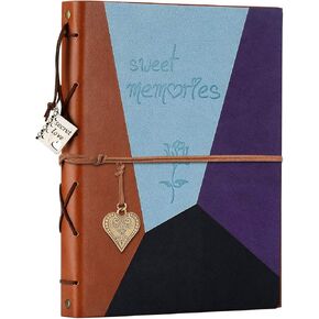 ZEEYUAN Scrap Book Leather Photo Album Family Scrapbook Memory Photo Book 60 Pages, Mothers Day Gift for Mom Mother Scrapbook/Anniversary/Valentines Gifts (Gray)