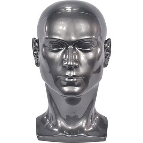 PVC Mannequin Head Black Male Manikin Dummy Stand Model Display Hat Scarf Wigs Hair Glasses Hat Beauty Styling Tool (Matte Black)
