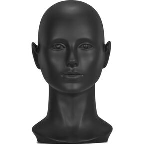 PVC Mannequin Head White Female Manikin Dummy Stand Model Display Hat Scarf Wigs Hair Glasses Hat Beauty Styling Tool (Bright White)