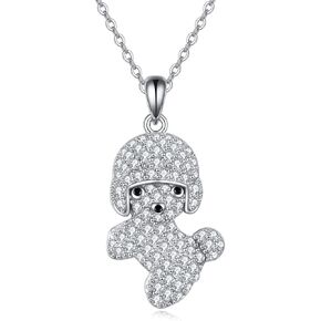 Dog Breed Necklace for Dog Mom Sterling Silver English Bull/Poodle Dog Necklace for Women Gift for Dog Lover