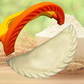 Empanada Maker Press 5.5" – Food-Safe PLA, Stainless Steel Fittings, Unique Design, Made in USA, Traditional Edge (Yellow/Orange)
