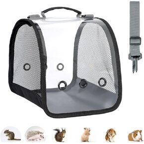 Guinea Pig Carrier Hamster Travel cage Small Pet Bag for Rabbit Bird Rat Squirrel Hedgehog Outdoor Breathable Mesh Window Self-Locking Zipper (Black) in Kuwait