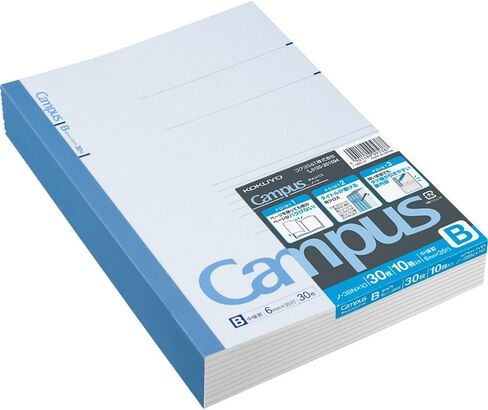 KOKUYO Campus Notebook, B 6mm Ruled, Semi-B5, 30 Sheets, 35 Lines, Blue, Pack of 10, Japan Import (NO-3BNX10) in Saudi Arabia