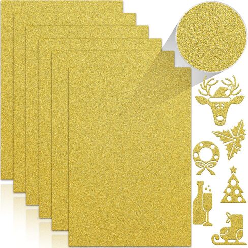 24 Sheets Gold Glitter Cardstock Paper, A4 Premium Sparkly Paper for Scrapbook, DIY Projects, Party Decoration, Gift Box Wrapping 250GSM/92lb in Saudi Arabia