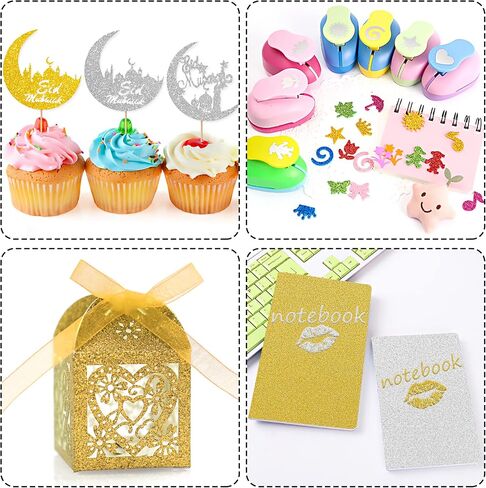 24 Sheets Gold Glitter Cardstock Paper, A4 Premium Sparkly Paper for Scrapbook, DIY Projects, Party Decoration, Gift Box Wrapping 250GSM/92lb in Saudi Arabia