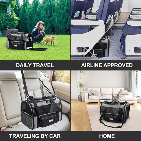 Goodio Pet Carrier TSA Airline Approved,Foldable Soft-Sided Pet Travel Carrier for Cats and Dogs Under 16 Pounds, Cat Carrier with Honeycomb HRD Bottom, Adequate Ventilation,5 Mesh Windows in Saudi Arabia