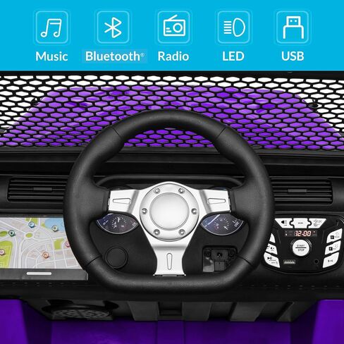 Kidzone Kids 2 Seater Ride On Large Truck 12V Battery Powered Electric Vehicle Toy Car with Parent Remote Control, Double Doors, Safety Belt, LED Lights, MP3 Music, DIY License Plate - Purple in Saudi Arabia