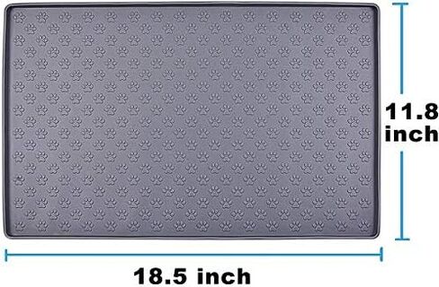 Cat Dog Food Mat Silicone Pet Feeding Mat Waterproof & Non Slip Pet Bowl Placement Tray to Prevent Food Spills and Water Messes Out to Floor(Black) in Saudi Arabia