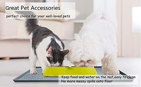 Cat Dog Food Mat Silicone Pet Feeding Mat Waterproof & Non Slip Pet Bowl Placement Tray to Prevent Food Spills and Water Messes Out to Floor(Black) in Saudi Arabia