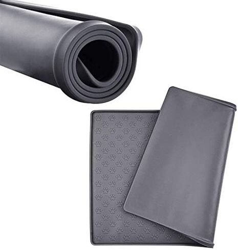 Cat Dog Food Mat Silicone Pet Feeding Mat Waterproof & Non Slip Pet Bowl Placement Tray to Prevent Food Spills and Water Messes Out to Floor(Black) in Saudi Arabia