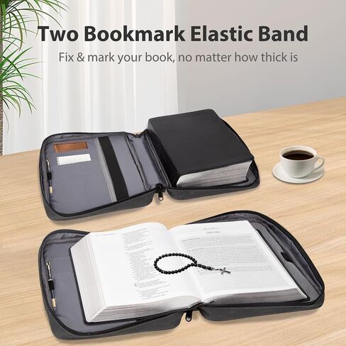 Bible Covers for Men & Women, Bible Case Carrying Church Bag with Book Stand, Bible Bag with Handle, Zipper and Multi-Pockets for Scripture Study Bible Protector, Deep Gray（Patent Design） in Saudi Arabia
